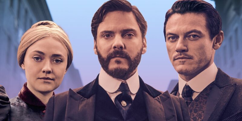 A imagem contém os personagens Dr. Laszlo Kreizler, John Schuyler Moore e Sarah Howard.