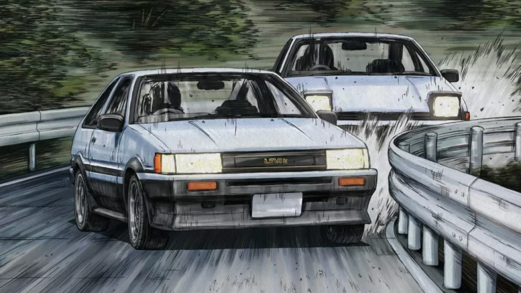 Carros fazendo drift. Initial D