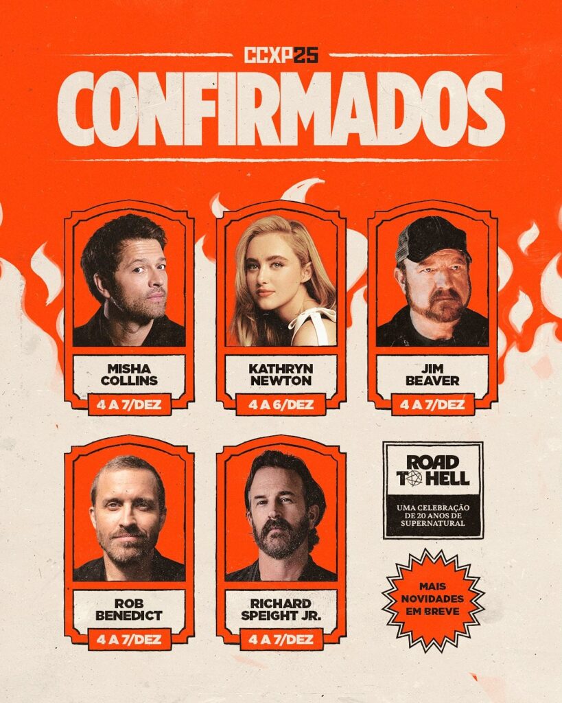 Pôster da CCXP25 com elenco de 'Supernatural' (CCXP/Divulgação)