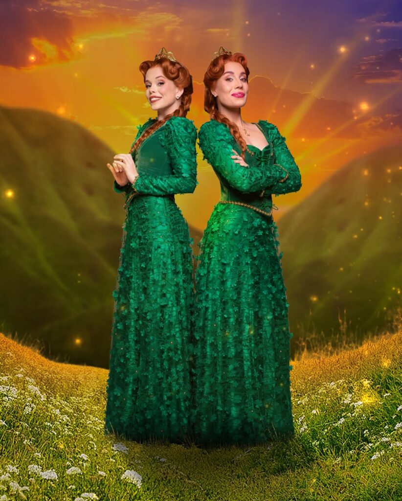 Shrek O Musical apresenta figurino de Fabi Bang e Myra Ruiz como Fiona.As estrelas do teatro m