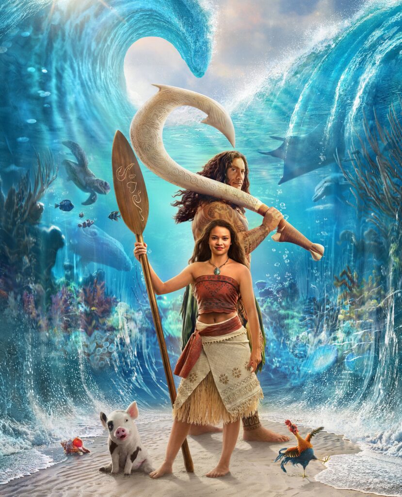 Moana retorna em versão live action com Catherine Laga’aia e Dwayne Johnson. A aventura celebra coragem, ancestralidade e respeito pela natureza, com músicas marcantes, paisagens impressionantes e uma mensagem emocionante para diferentes gerações.
